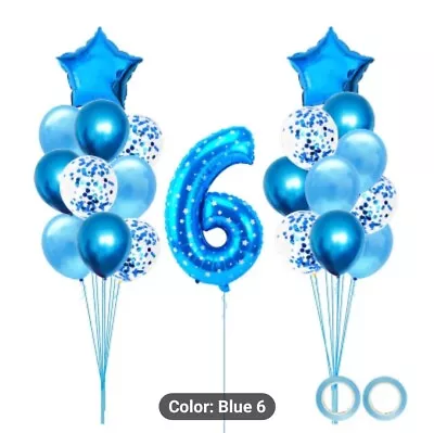 24 Pieces Balloons Blue Number 6 Metallic Confetti Ribbon Rolls • $9