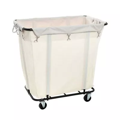 Commercial Heavy Duty Rolling Steel Frame Laundry Hamper Canvas Cart Bin Black • $70.50