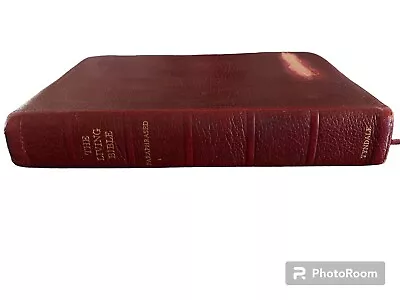 Vintage Tyndale The Living Bible Paraphrased Saddle Red Cowhide Leather Cover • $20.99