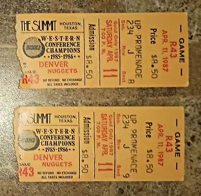 Vintage 1987 Houston Rockets Denver Nuggets Ticket Stubs 4/11/1987 • $30