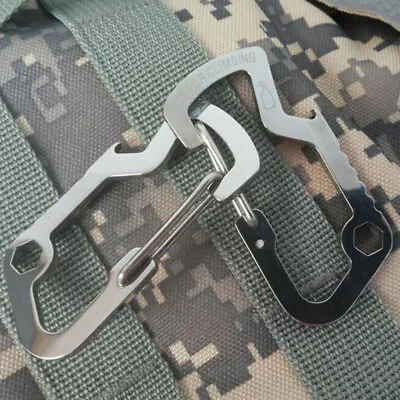 D-type Bottle Opener Carabiner Survival Tools Mini Key Ring Buckles Camping Gear • $8.59