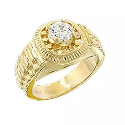 G-Filled 18k Yellow Gold Simulated Diamond Men's Ring Glistening Gents Bling New • $50