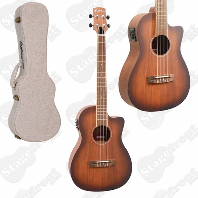 $339 • Buy Martinez Baritone Ukulele Solid Top Cutaway Acoustic Electric With Hard Case