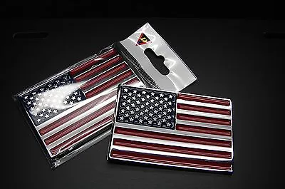 (2) American Flag Abs Chrome 3d Emblem Decal Sticker Logo For Cars And Trucks  • $12.95