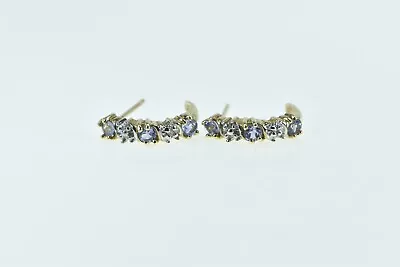 10K Tanzanite Diamond Vintage Semi Hoop Earrings Yellow Gold *69 • $149.95