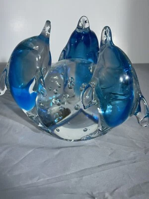 $40 • Buy Paperweight Glass 3 Dolphin Ball￼ ￼4lb Large ￼No Defects