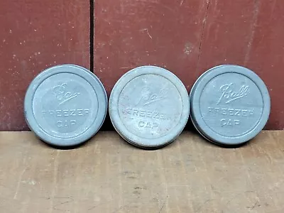 Old Vintage Zinc Large / Wide Mouth Ball Jar Freezer Caps Lot Of 3 Antique  • $22