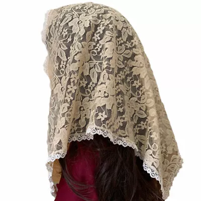 Lace Chapel Veil Handmade LARGE Beige Mantilla Catholic Latin Mass • $20