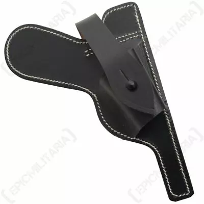 WW2 German P08 Luger Open Summer Holster - Black Leather Military Reproduction • £19.95