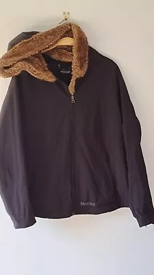 Marmot Women's Black Furlong  Fleece Lined Faux Fur Trim Hood Jacket Sz XL  • $50.52