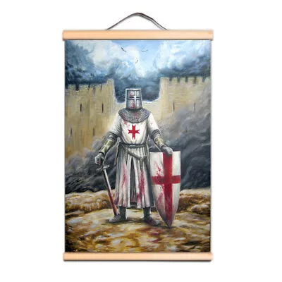 Masonic Knights Templar Scroll Painting Hhanging Banner Crusader Warrior Poster • $18.06