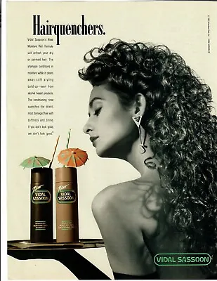1988 Vidal Sassoon Vintage Print Ad Hairquenchers Shampoo And Conditioner • $12.95
