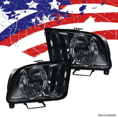 Fit For 2005-2009 Ford Mustang Smoke/Black Headlights Lamps Replacement LH+RH US • $57.98