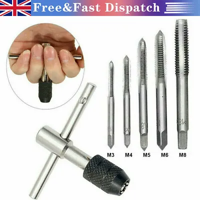 6Pcs TAP WRENCH & CHUCK SET TOOL T-HANDLE INCLUD M3 M4 M5 M6 M8 And Die～～ • £3.98