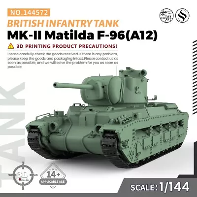 SS144572 1/144 Military Model Kit British Infantry Tank MK-II Matilda F-96(A12) • $7.99