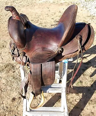 Vintage Al Furstnow  #488 Saddle Miles City Montana - 14  Seat - Tooled • $549.03