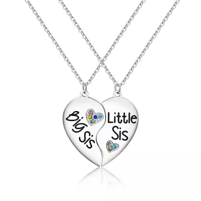 Sisters Matching Necklace Half Heart Lettering Pendant Necklaces Friendship • £6.95