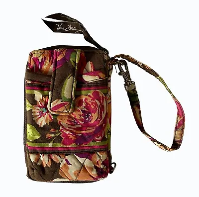 Vera Bradley ENGLISH ROSE Brown Floral Carry It All Wristlet Zip Around Wallet • $11.39