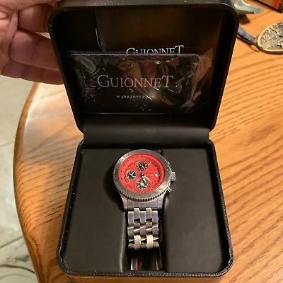 P Guionnet Paris Flight Timer II￼ BR200-M Chronograph Watch RARE RED DIAL NICE! • $99