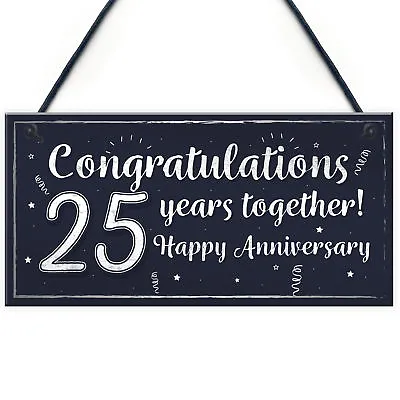 Congratulations 25th Wedding Anniversary Gift Plaque Silver Mum Dad Keepsake • £3.99