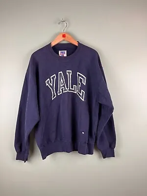 Vintage 90's Russell Athletic Yale University Sweatshirt Blue Sz L Made In USA • $49.99