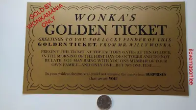 Gigantic Willy Wonka Golden Ticket - 10 3/4 X 6 1/4 • $10.96