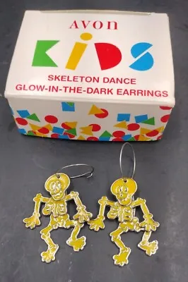 $8.73 • Buy VTG Avon Kids Skeleton Dance Glow In The Dark Earrings W/ Box 
