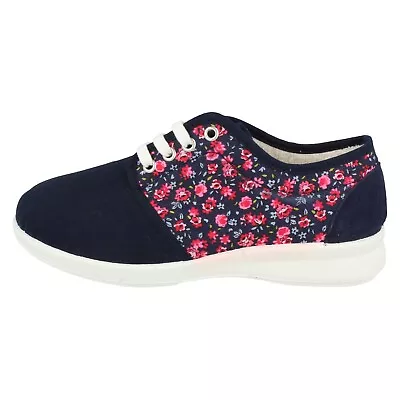 Ladies Easy B Navy Casual Lace-up Summer Canvas Shoes : Milan • £15