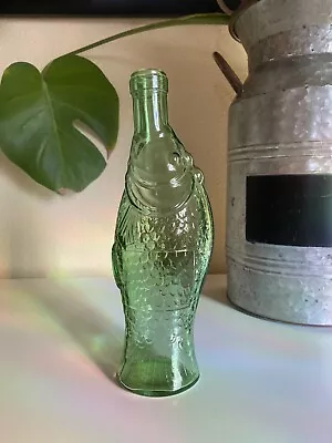 Vintage ANTINORI ITALY Wine Bottle Green Glass Figural Fish 10” Empty • $5.99