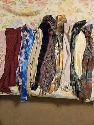 Vintage Scarf  Lot 13 Pieces Silky Pretty  • $13