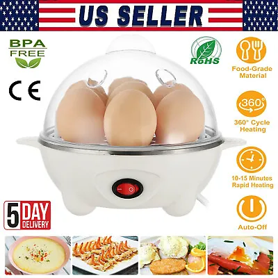 Egg Boiler Poacher Electric Cooker With Steamer Attachment For Perfect Soft Eggs • $16.99