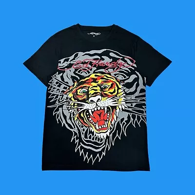 Ed Hardy Logo Mens Smal Graphic Tattoo Roaring Lion Black Crewneck T Shirt • $29.98