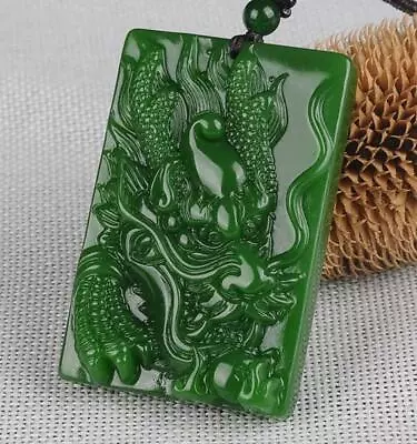 Amulet Dragon Jade Pendant 100% Natural Necklace Pendant Jewelry  Jasper • £5.99