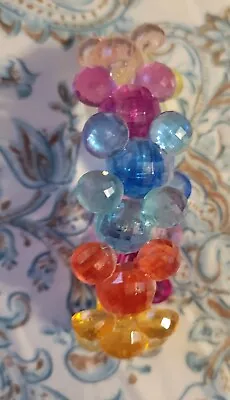 Disney Rainbow Mickey Mouse Head Acrylic Bead Stretchy Bracelet • $9.99