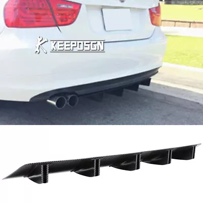 For E46 E90 325I 328I 330I Carbon Look Rear Bumper Diffuser 10 SharkFin Splitter • $45.21