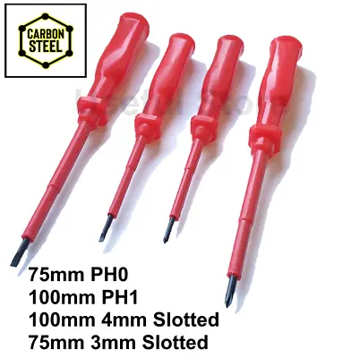 4 Piece Electricians Insulated Electrical Hand Screwdriver Set PH0 PH1 Slotted  • £3.95