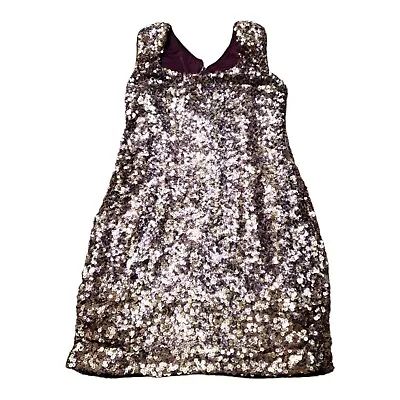 Aidan Mattox Sequin Party Mini Dress Women's 10 Red Gold Keyhole Back *Read • $34.97