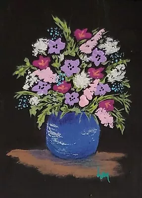 Aceo Original Art Painting Flowers Vase Purple Pink Spring Floral Bouquet  OOAK  • $1.99