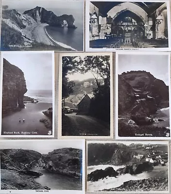 Vintage Photo Postcards Cornwall Tintagel Cadgwith Perranporth Polperro Etc X 12 • £2