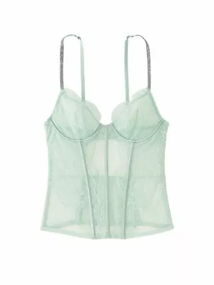 New Victoria's Secret Shine Strap Diamond Long Line  Corset Bra Mint Haze S • $44.99