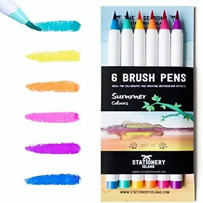 £3.99 • Buy Watercolour Brush Pen Calligraphy Brush Marker Art Set Of 6 With Nylon Brush
