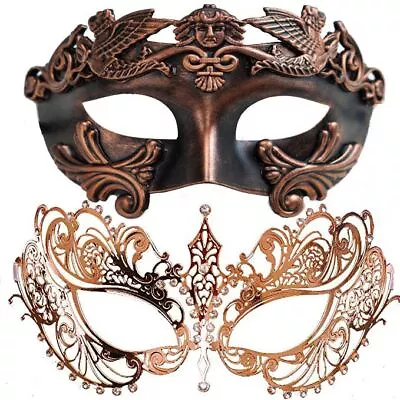 Roman Couple's Masquerade Masks Roman For Him And Her In Luxury Classic Black • $32.95