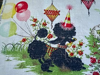 50s It's A POODLE PARTY Birthday Balloons Barkcloth Vintage Fabric Pillows Totes • $45