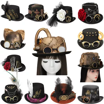 For Men & Women Steampunk Top Hat Victorian Costume Party Prom Top Hat Goggles • $26.38