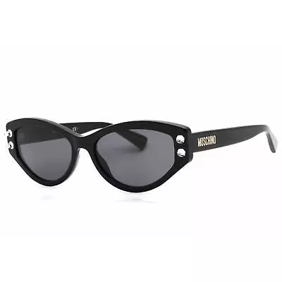Moschino Women's Sunglasses Grey Lens Black Cat Eye Shape Frame MOS109/S 0807 IR • $61.89