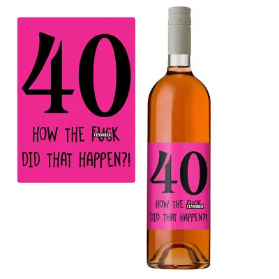£3.25 • Buy Funny 40th Birthday 40 Today Wine Bottle Label Gift Perfect For Her Women Pink
