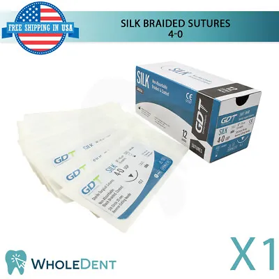 $25 • Buy Silk Braided Surgical Suture Sewing Thread 3/8 Circle Reverse Sterile 4-0