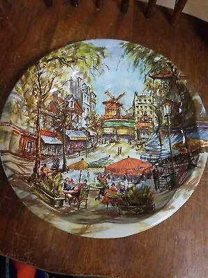 Daher Decorated Ware Tin Bowl Platter Moulin Rouge Paris Scene  • $10