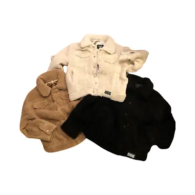 UGG Frankie Trucker Sherpa Jacket Camel Tan Black White Women's • $89.99