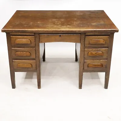 Vintage Oak Desk With 6 Drawers Great Patina From Years OF Use FREE UK Delivery* • £387